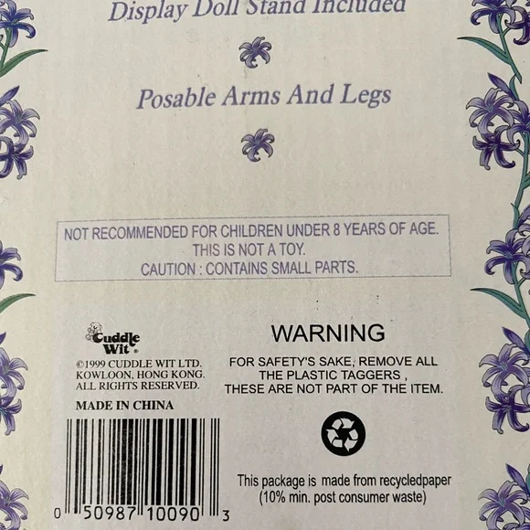 Memories Collectible Porcelain Doll Vintage 90s Blonde Blue 11 inch With Stand - Picture 4 of 4